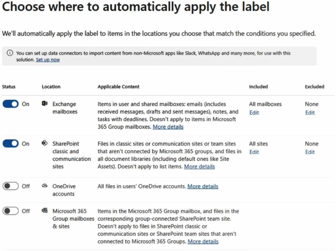 Exhibit: Microsoft Purview Auto-Labeling Policy Scope and Content Matching