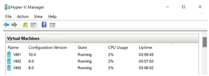 Exhibit: Hyper-V VM Hibernation Support by Configuration Version